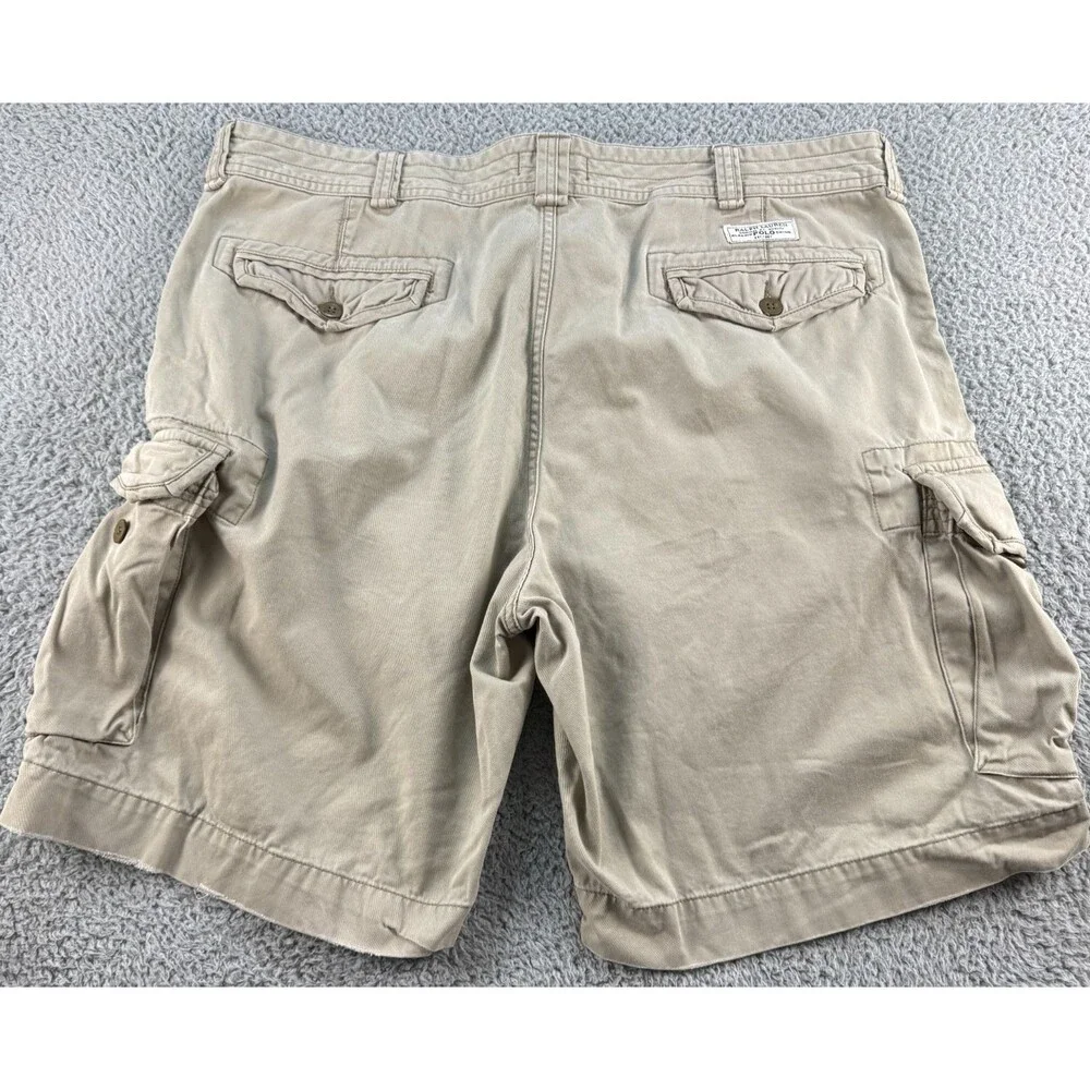 Vintage Polo Ralph Lauren Chino Cargo Shorts Mens 42 Baggy Y2K Tan Beige Summer